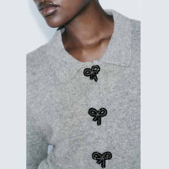 RARE!!! ZARA Embellished Knit Top NWT - Picture 14 of 16